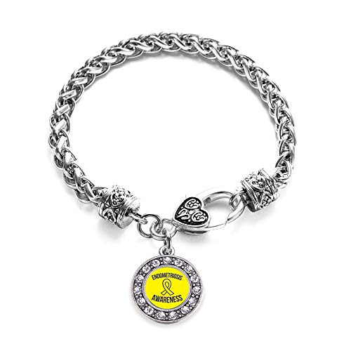 Inspired Silver - Endometriosis Support Braided Bracelet for Women - Silver Circle Charm