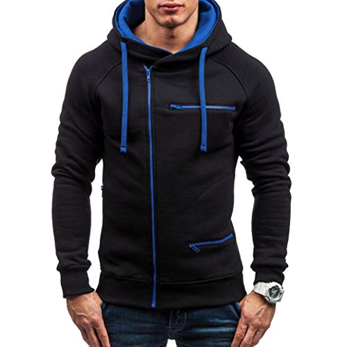 ZODOF Suéter con Capucha Colorblock, Sudadera con Capucha de Manga Larga sólida de otoño de los Hombres Top Outwear