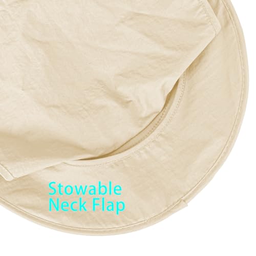 Image of Sun Hats for Men Women Fishing Hat UPF 50+ Breathable Wide Brim Bucket Hats Summer UV Protection Safari Hat with Neck Flap