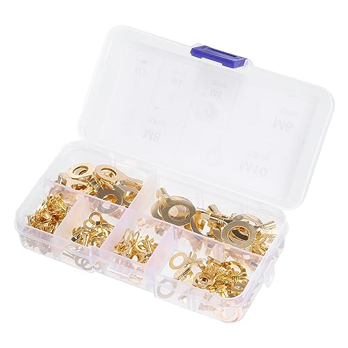 PATIKIL Ring Terminals Kit, 150pcs 8 Types Copper Wire Lugs Crimp Wire Connector Eyelets Cable Connection Clamp for Industrial Electric Battery