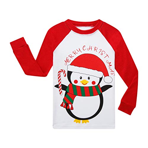 Benaive Boys Christmas Pajamas Kids Xmas Holiday Pjs 100% Cotton, 2-Piece Boys Sleepwear Long Sleeves Set Size 12 Penguin - image 3