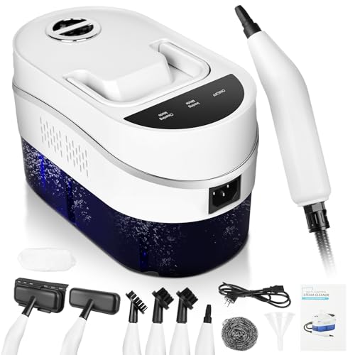 Vicloon Limpiador a Vapor, Vaporeta Limpieza de Mano 2500W con 2 Velocidades 5 Cabezales de Cepillo, 3.5-4.5 Bar, Tanque de Agua de 1200 ML, para Limpiar Cocina, B año, Muebles, Coche