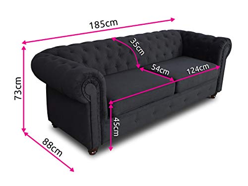 Sofa Chesterfield Asti 2-Sitzer, Couchgarnitur 2-er, Sofagarnitur, Couch mit Holzfüße, Polstersofa - Glamour Design… – Bild 7
