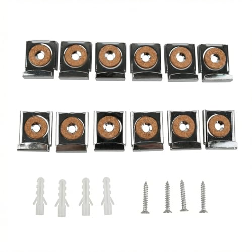 Image of Solvio 12Pcs Frameless Mirror Fixings, Stainless Steel Mirror Brackets with Spring Loaded Clips, Heavy Duty Mirror Wall Fixings for Bathroom, Toilet and Home Decoration (Silver)