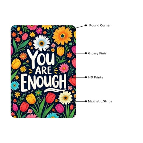 Image of Zesta Bathroom Decor Items Washroom Decor Tin Sign | Aesthetic Posters Wall Poster for Bedroom | Magnetic Cafe Decoration Items / Restaurant Decorations Items | Quirky Home Decor Bar Accent (You Are Enough)