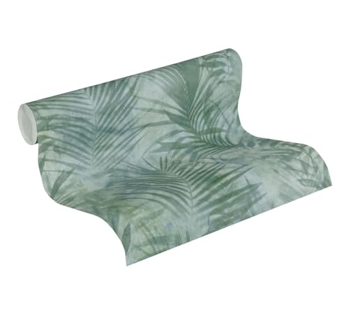 A.S. Création Livingwalls Wallpaper Jungle Design - Blue, Green, Grey - Tropical Wallpaper 395.99in x 20.87in Made in Germany - 374111