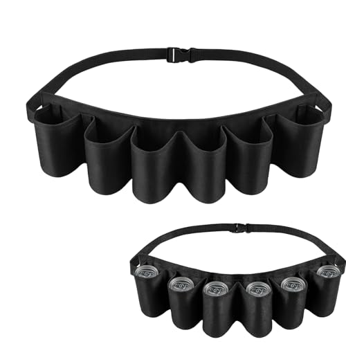 Biergürtel für 6 Dosen – Schnapsgürtel aus Oxford Stoff – Verstellbarer Bierhalter für Feste & Camping – Tragbarer Getränkehalter Gürtel für Outdoor Partys & Events