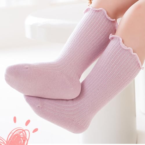6 Pairs Baby Toddler Knee Hight Ruffle Socks Infant Kids Boys Girls Cotton Socks3