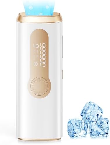 IPL Laser Hair Removal Device for Women & Men - Safe At-Home 45°F Ice-Cooling Contact for Painless & Long-Lasting Results, 86% Less Hair In 3 Weeks for Full Body & Face, White