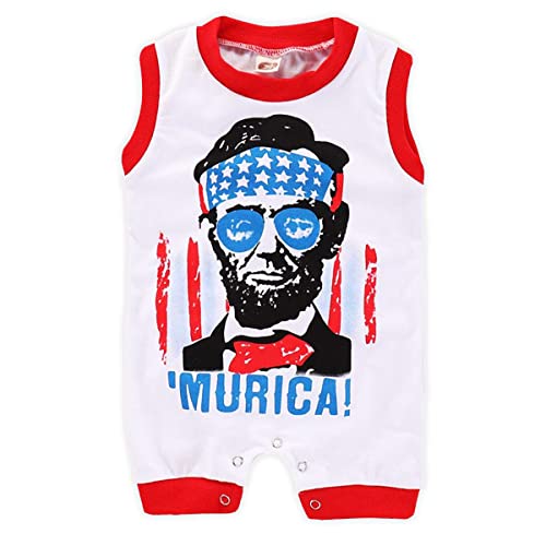 Kekemi Newborn Baby Boy 4Th Of July Romper One Piece Us Flag Independence Day Infant Boy Jumpsuit Summer Outfits (Red, 18-24 Months) #TOP19