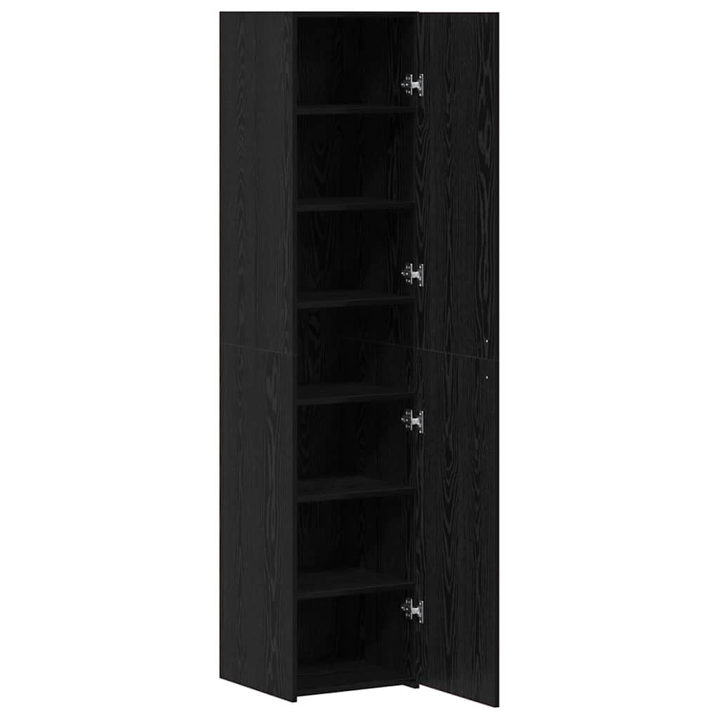 vidaXL Aparador Alto Roble Negro 40 x 42,5 x 185 cm, Alto Mueble Rectangular, Unidad Moderna de Almacenamiento, Gran Armario Interior con estanterías Verticales