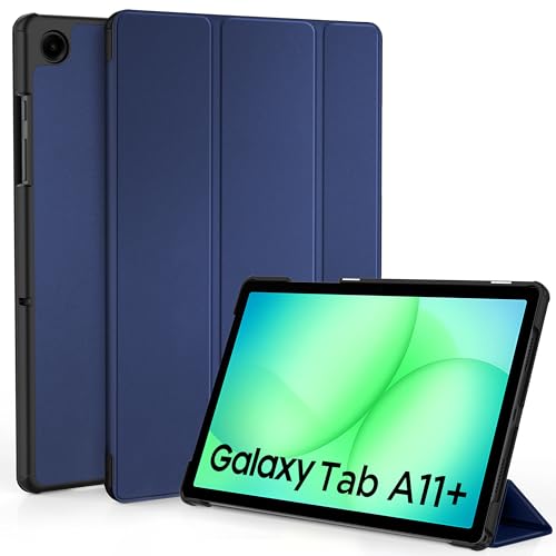 EasyAcc Coque pour Samsung Galaxy Tab A11+ Plus 2025 / A9+ 11 Pouces 2023, Étui Protection Ultra Fin en Cuir PU avec Fonction Réveil/Sommeil Automatique - Bleu foncé