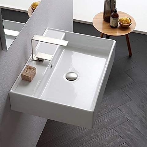 Scarabeo 8031/R-60-One Hole Teorema Rectangular Ceramic Wall Mounted/Vessel Sink, White Cover
