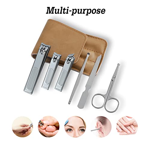 Atimier MJ-AT-6 Nail Clipper Set, 6 Pcs Toenail Clippers, Stainless Steel Fingernail Clipper, And Pu Leather Manicure Set thumb #1
