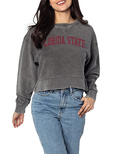 chicka-d Women's Standard Corded Boxy Pullover, Charcoal, Large
