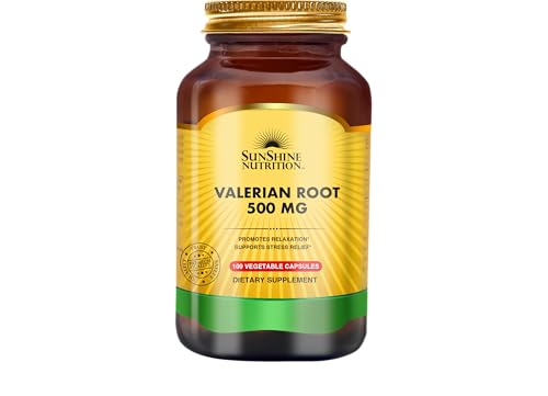 Sunshine Nutrition Valerian Root 500mg Capsules Herbal Sleep & Relaxation Support 100 Vegetarian Capsules