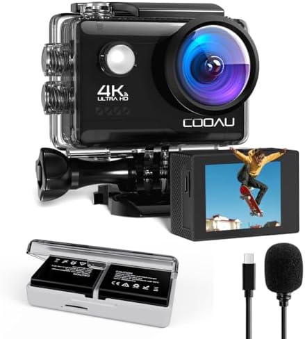 COOAU Camara Deportiva 4K30FPS 20MP WiFi con Micrófono Externo, G...