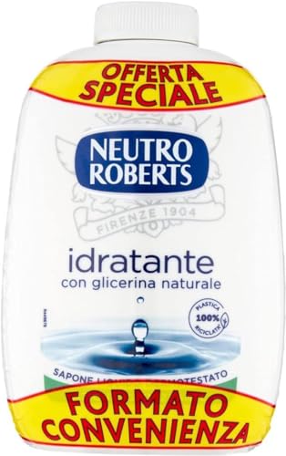 Neutro Roberts Jabón líquido hidratante con glicerina, jabón de manos líquido con ingredientes naturales, botella de plástico orgánico, reciclable, probado dermatológicamente, paquete de 2 unidades de