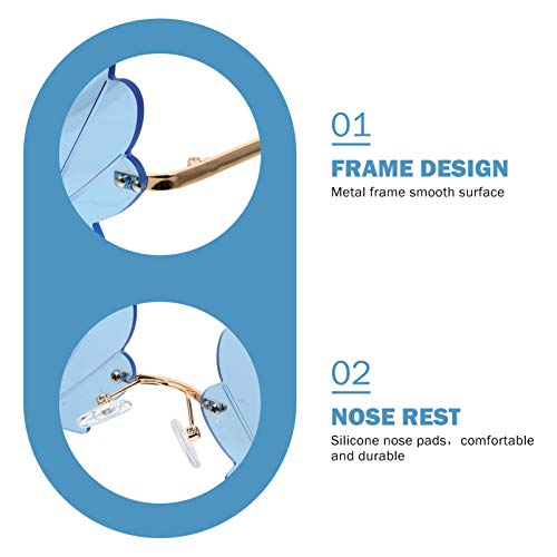 1Pc Fashion Sunglasses Shell Shaped Eyeglasses Rimless Wave Sunglasses for Adults Party Glasses (Blue)4