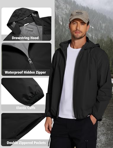 COOFANDY Packable Waterproof Rain Jacket