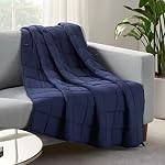 SERTA Zen Rest Wrinkle Resistant Adult Heavy Weighted Throw Blanket Filled with Glass Beads, 10 lbs (48 in x 72 in), Navy