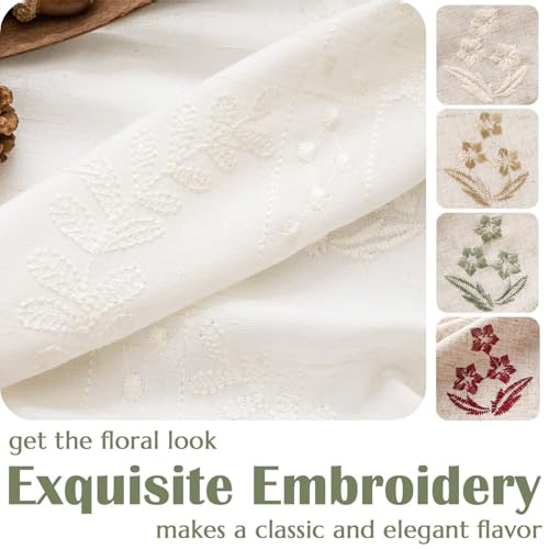 Image of jinchan Floral Linen Curtains 63 Inch Farmhouse Back Tab 2 Panels