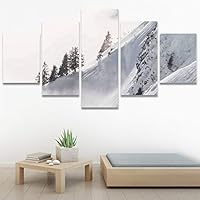 SIGNWIN 5 Panel Canvas Wall Art Dramatic Forest Landscape Living Room Orange Photography Rustic for Home Decorations Ready to Hang - 60