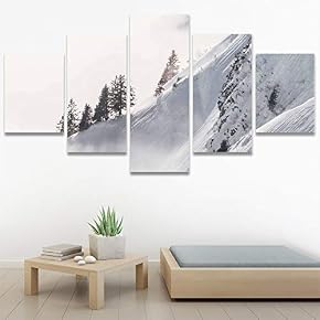 SIGNWIN 5 Panel Canvas Wall Art Dramatic Forest...