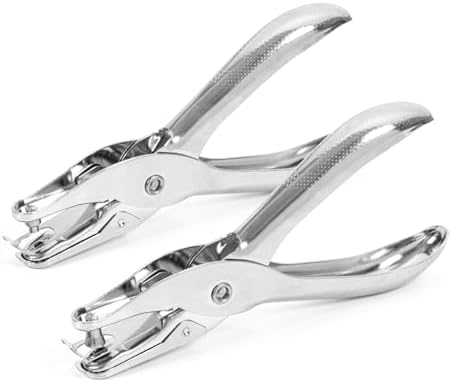 2 Pcs 1/4 and 1/8 Inch Circular Holes Handheld Hole Punch, Single Hole Punch Hole Metal Puncher Tool for Crafts DIY Craft Labels and Greeting Cards, Home Office Learning, A4 Paper