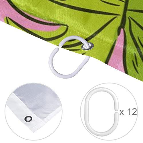 Rideau de douche feuilles de monstera violettes et colibri roses 183 cm