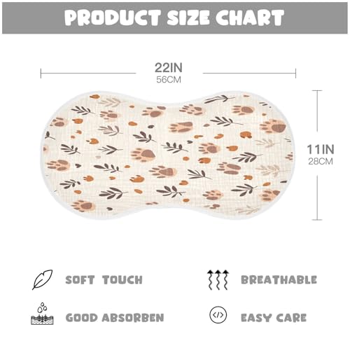 Paws and Leaves Plant Burp Cloths Cotton Baby Washcloths,Large 22x11in Burping Cloth Absorbent and Soft for Newborn Baby Boys and Girls,4 Pack4