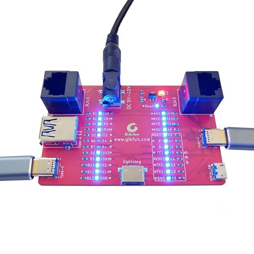 Gikfun USB Cable Tester Board USB Cable Checker Data Wire Charging Test Data Line for Type-C Micro AB Lightning RJ45 Connector GK1030