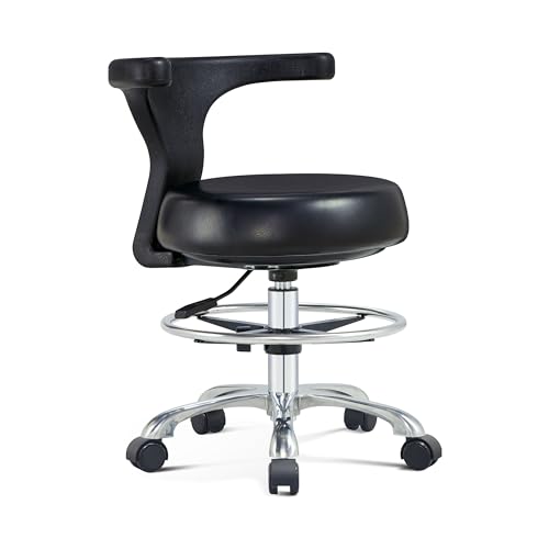 Ergonomic Home Office Desk Chair - Adjustable Task Chair with Lumbar Support, Foot Ring and Rolling casters for Computer,Hospital,Clinic,Dental Hygienist