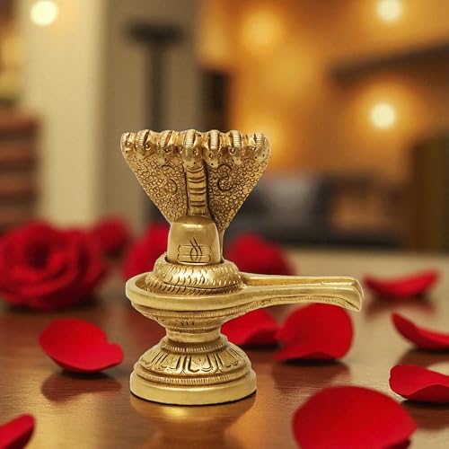 Image of SHANTI Brass Shivling for Home Puja, Shiva Lingam for Temple, Office Desk, Gift & Decor (SL3160)
