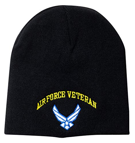 Officially Licensed United States Air Force Veteran Symbol Embroidered Black Beanie Hat