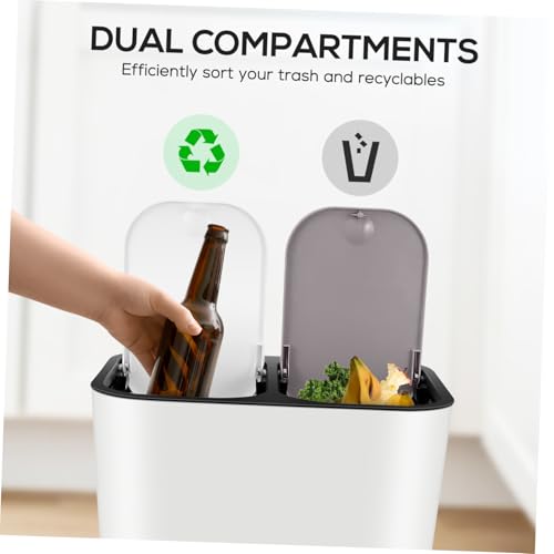 Caneca de basura rectangular con doble compartimento y tapa miniatura 3