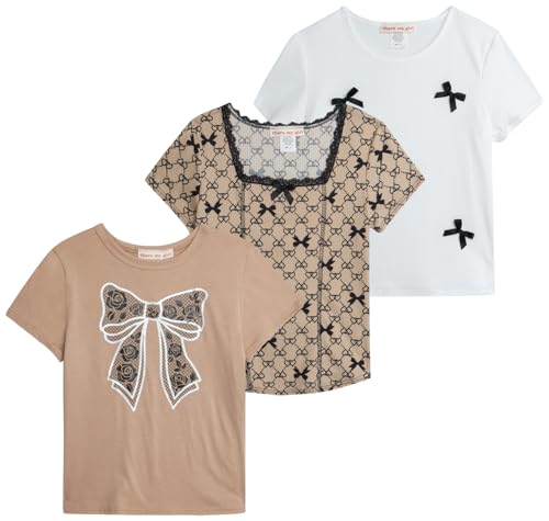 Image of that's my girl Girls Shirts - 3 Pack Soft Comfy Short Sleeve Girls Tops Cute Girl Kids T Shirts Clothes: Made in USA (7-12)