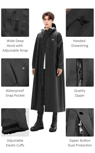 WthGrop Women's Black X-Large Lightweight, Waterproof Raincoat with Hood and Storage Bag - Image 2