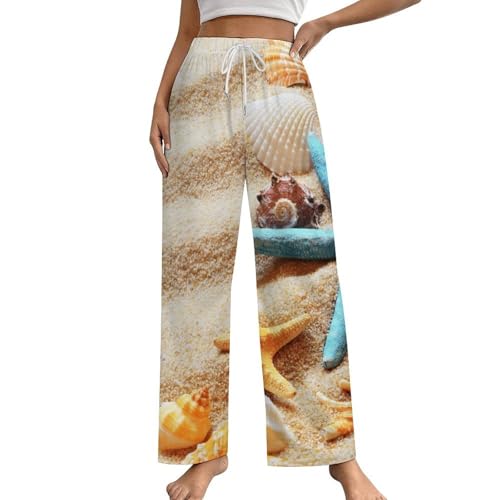 Pantalon de pyjama femme coquillages bas de nuit anti-irritation taille S avec poches