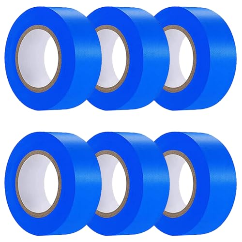 6 Pack Dark Blue Flagging Tape, Non-Adhesive Plastic Ribbon Neon Marking Roll, 1inch*600ft, Marking Tape for Tree Marking, Hunting, Boundaries and Hazardous Areas,Trail Marking