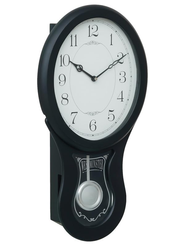 Image of CHRONIKLE Elegant Vertical Musical Wooden English Numbers Pendulum Chime Wall Clock for Living Room Home Decorations Office Gifts (Size: 28 x 8 x 55 CM | Weight: 2090 Gram | Color: Black)