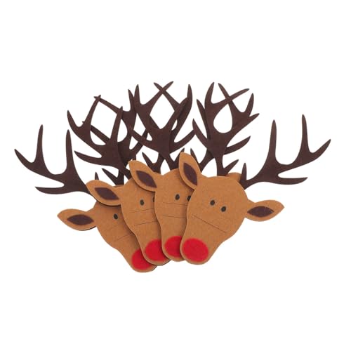 Cabilock 4pcs Christmas Utensil Holders Felt Elk Cutlery Bags for Holiday Table Decor Cute Xmas Party Supplies Sturdy and Practical Silverware Holders Create Festive Atmosphere