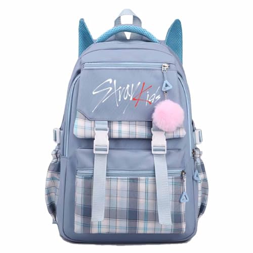 KASENFASHION Animado Harajuku Mochila de gran capacidad, impermeable, compartimento para ordenador portátil, mochila escolar para universidad, perfecta para fans de Stay, azul, 30*23*42cm