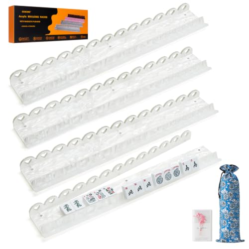 Gosome American Mahjong Racks con Pushers Set de 4 (17.5" Blanco Perla) miniatura 1