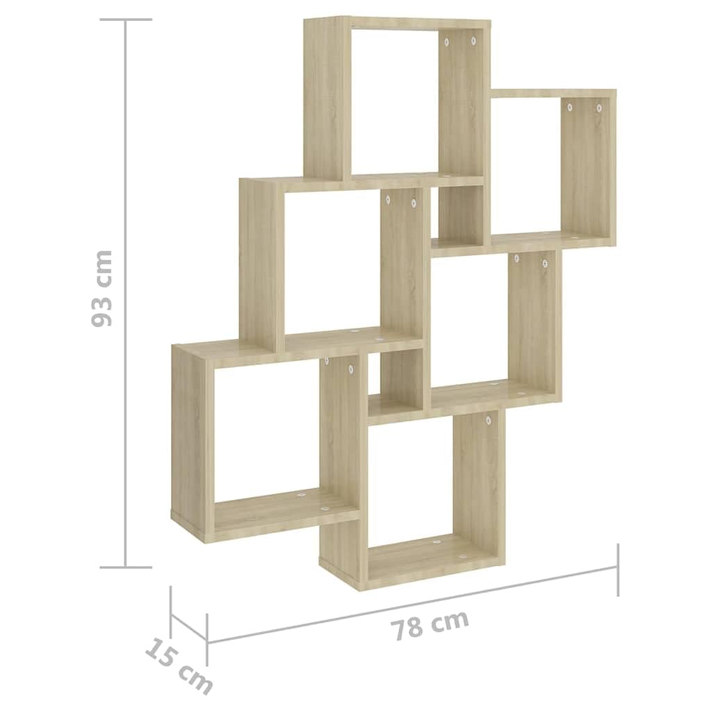 Mensola Parete Cubo Rovere Sonoma 78x15x93cm Legno Multistrato
