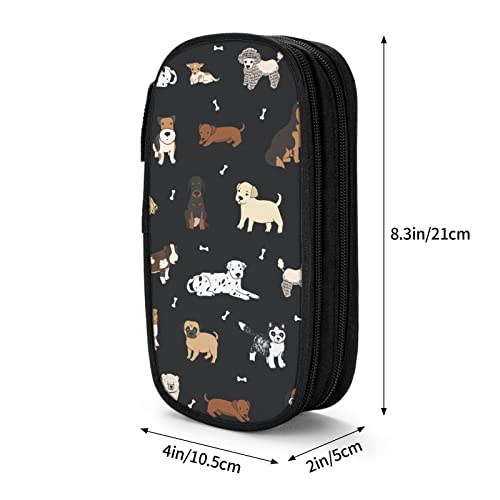 Image of Perinsto Cute Dogs Animals Pencil Case Big Capacity Multi Compartment Stationery Box Pencil Pouch Holder Desk Organizer For School Office Home