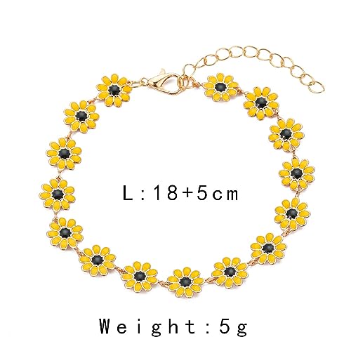 Little Daisy Flower Sunflower Bracelet for Women Dainty White Yellow Multicolor Flower Chain Bracelet Summer Beach Jewelry2