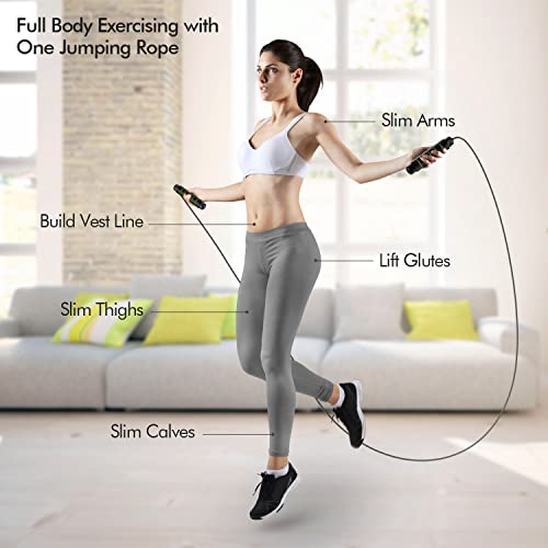 Image of Jump Rope, Tangle-Free Rapid Speed Jumping Rope Cable with Ball Bearings for Women, Men, and Kids, Adjustable Steel Jump Rope with Foam Handles for Home Gym Exercise Fitness Workout Equipment & Slim Body