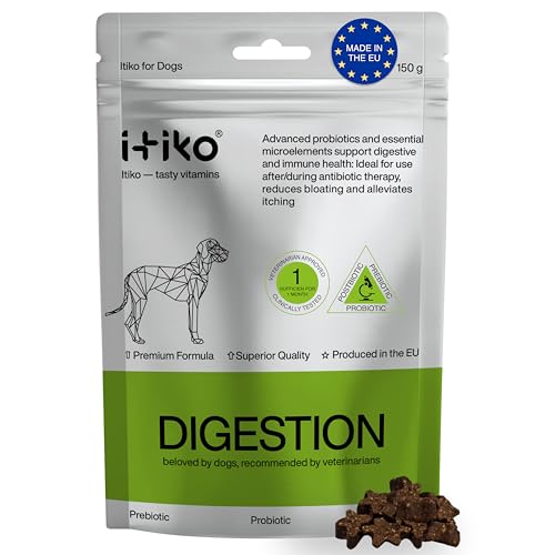 ITIKO Natürliche Verdauungs für Hunde | Flohsamenschalen mit Probiotika Hund | Darmflora Aufbau Hund | Alternative zu Heilerde/Heilmoor für Hunde | Durchfall Nahrungsergänzungsmittel