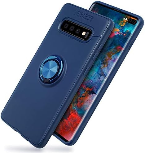 Galaxy S10+ Case,SQMCase Heavy Duty Durable Soft TPU Protective Case with 360 Degree Rotation Ring Kickstand [Work with Magnetic Car Mount] for Galaxy S10+/S10 Plus,Blue